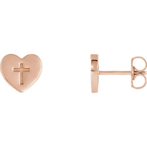 Jewels By Lux Set 14K Rose Gold 7.6X5.7 mm 0.06 CTW Pair Polished .05 CTW Diamond Cross Earrings With Backs 